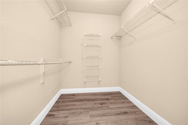 spacious closet with wood finished floors
