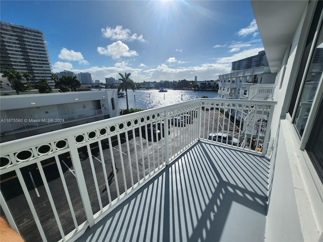 balcony with a water view