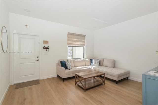 living room featuring light wood-type flooring