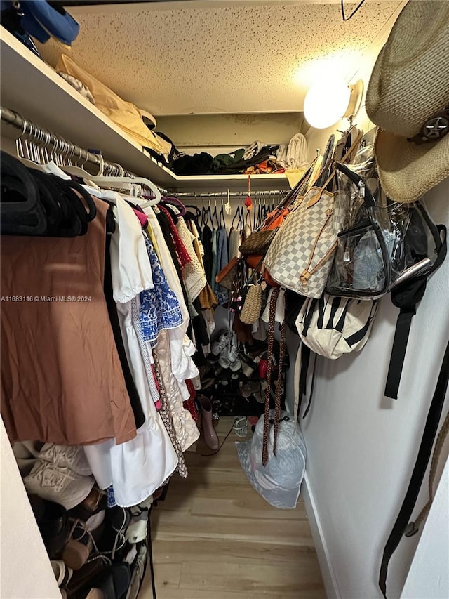 spacious closet featuring hardwood / wood-style flooring