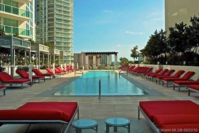 view of swimming pool featuring a pergola and a patio