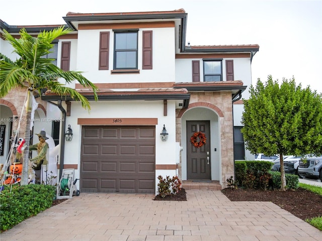 view of front of house with a garage