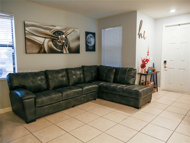 view of tiled living room