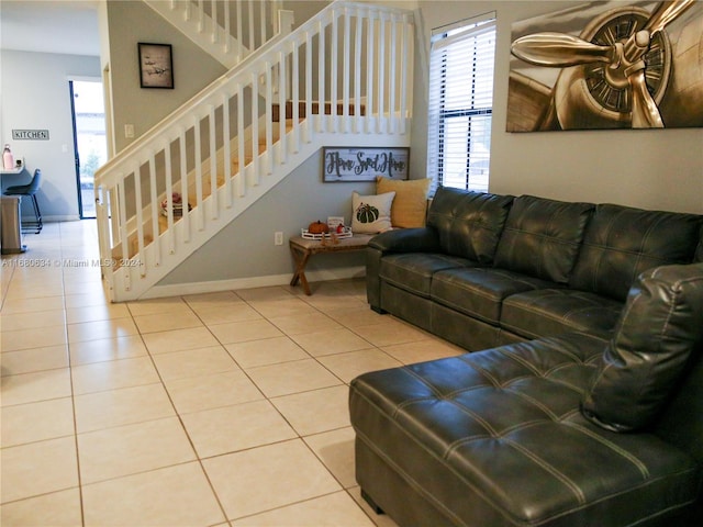 view of tiled living room