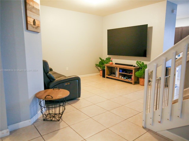 view of tiled living room