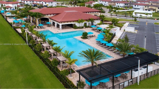 view of pool featuring a patio