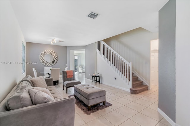 view of tiled living room