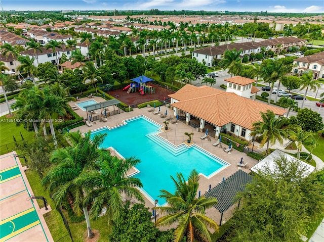 view of pool featuring a patio