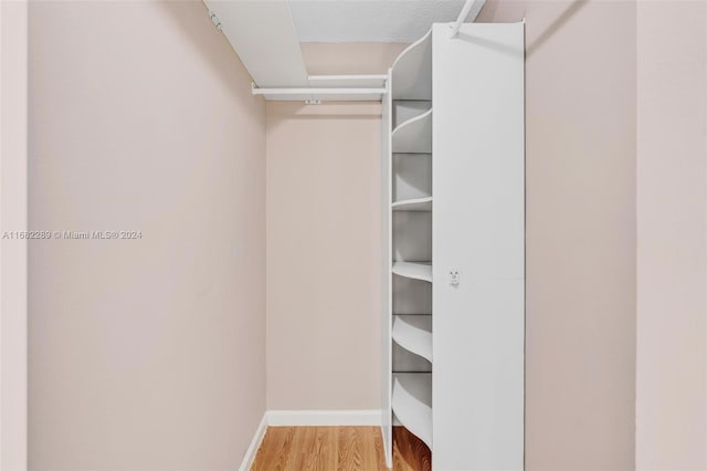 spacious closet featuring light hardwood / wood-style floors