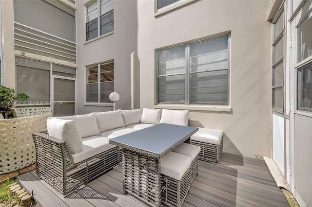 deck featuring an outdoor living space