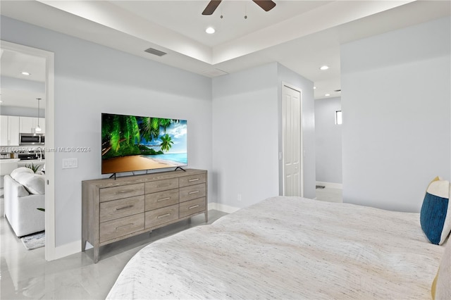 bedroom with a closet and ceiling fan