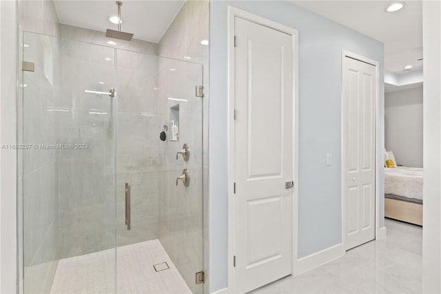 bathroom featuring walk in shower