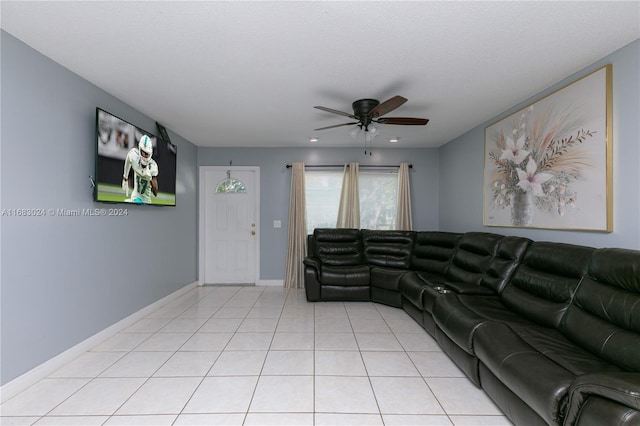2510 SW Natura Blvd, Deerfield Beach, FL 33441 - living area with a ceiling fan and light tile patterned floors