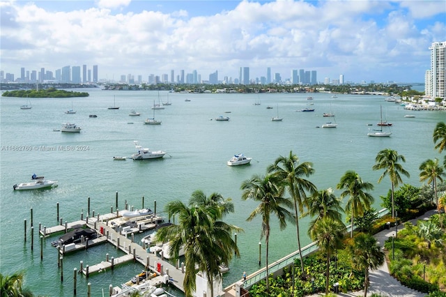 water view with a boat dock