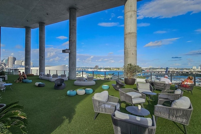 398 NE 5th St Unit 3707, Miami, FL 33132 - view of patio / terrace featuring a water view