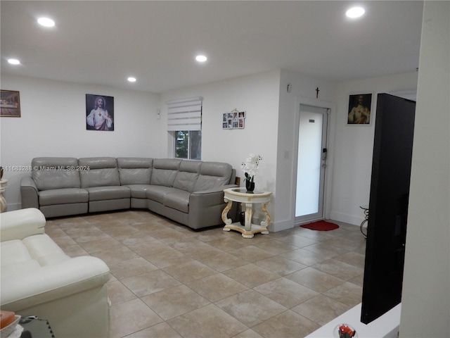 view of tiled living room