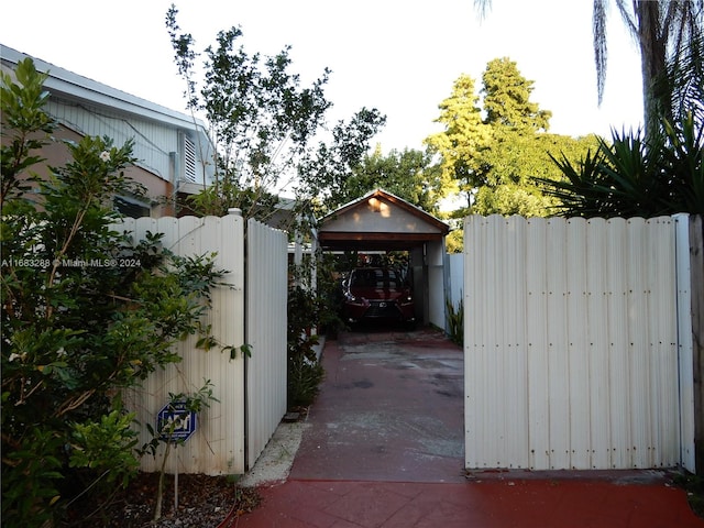 view of patio featuring a carport