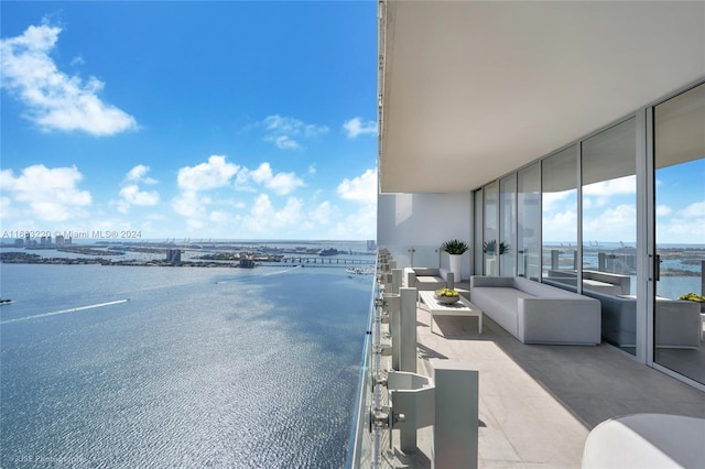 balcony with a water view