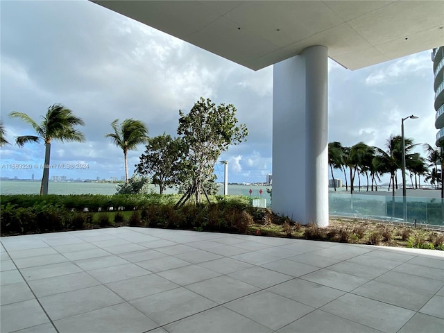 exterior space featuring a water view