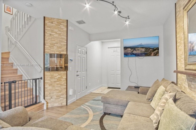 living room with light wood-type flooring