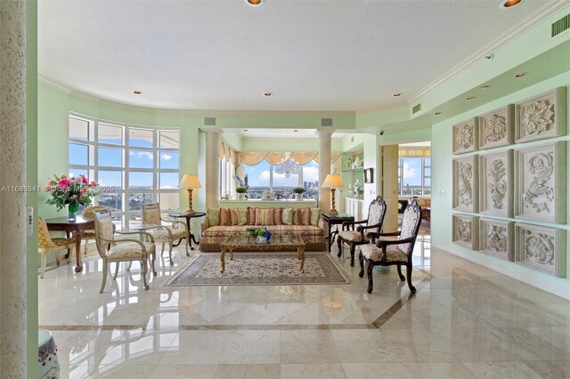 dining room featuring a notable chandelier and ornamental molding