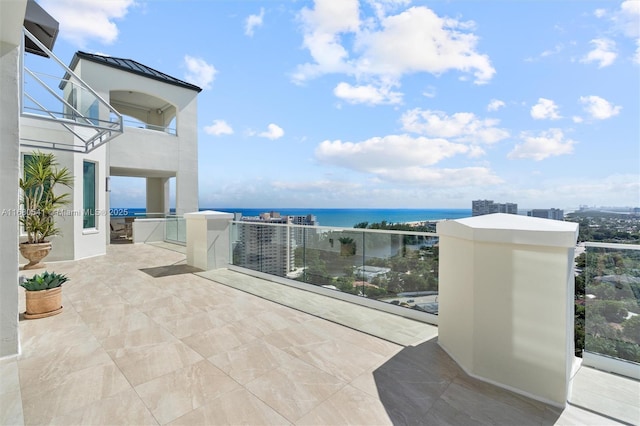 balcony with a water view