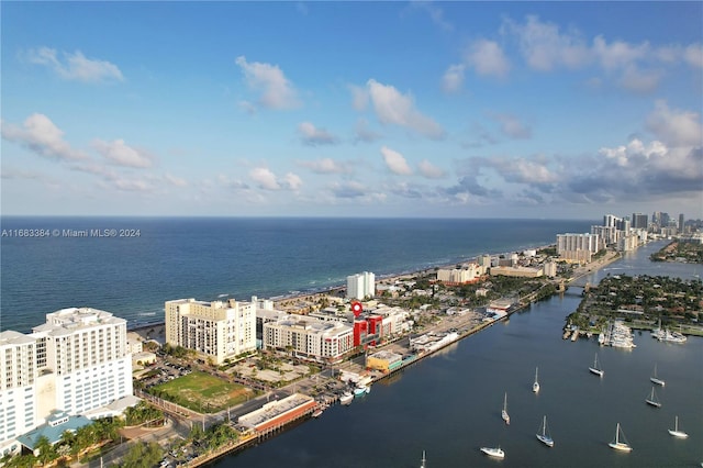 bird's eye view featuring a water view