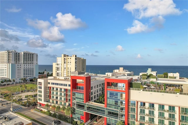 property's view of city featuring a water view