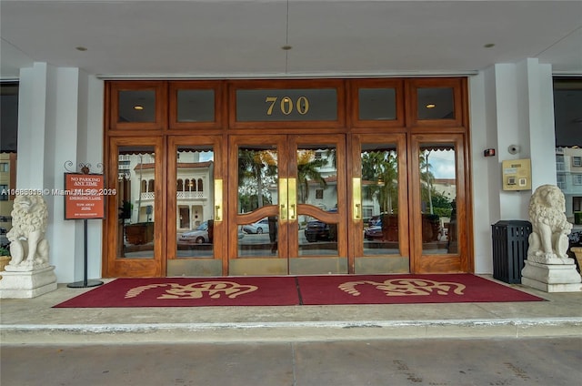 entrance to property featuring french doors