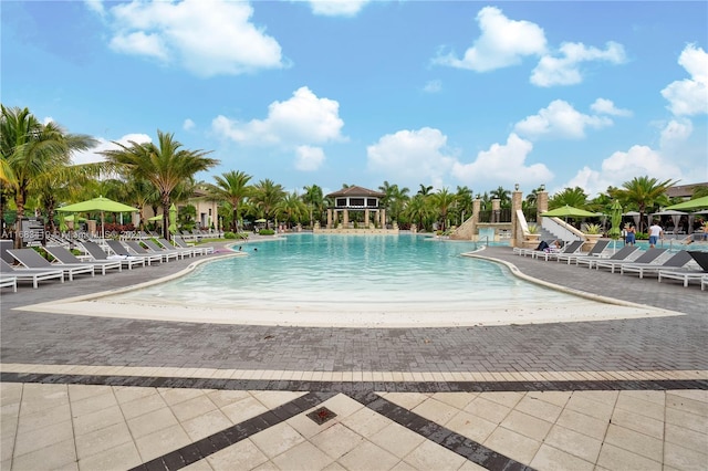 view of pool with a patio area