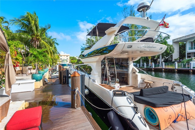 dock area featuring a water view