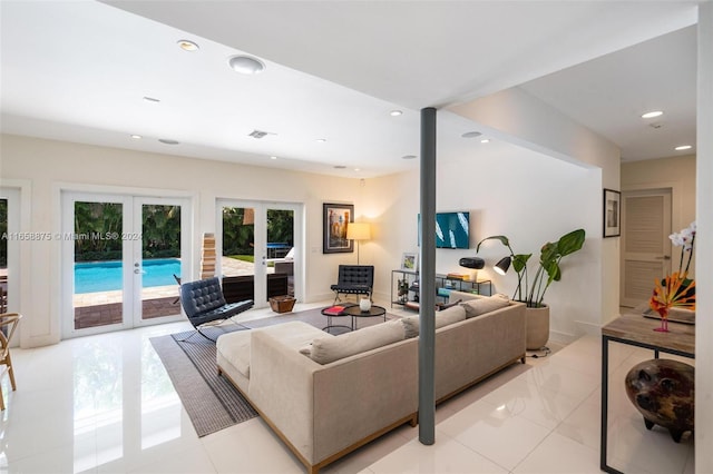 living room with french doors