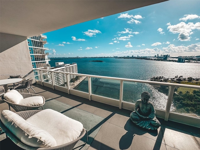 balcony with a water view