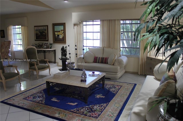 view of tiled living room