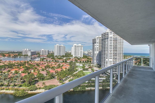 balcony with a water view