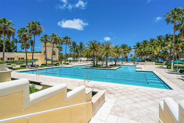 view of pool featuring a patio