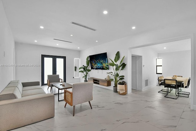 living room with french doors