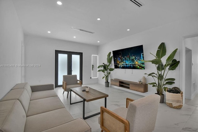 living room with french doors