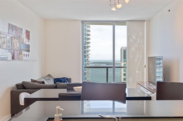 dining space featuring expansive windows