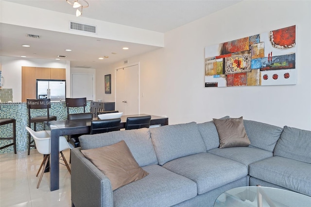 view of tiled living room