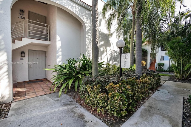 doorway to property with a balcony