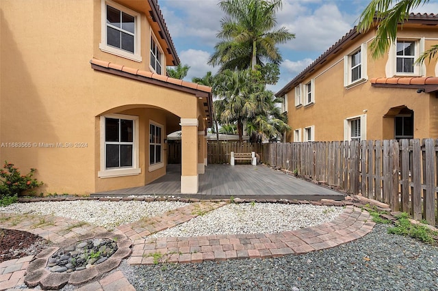 exterior space featuring a patio area and a deck