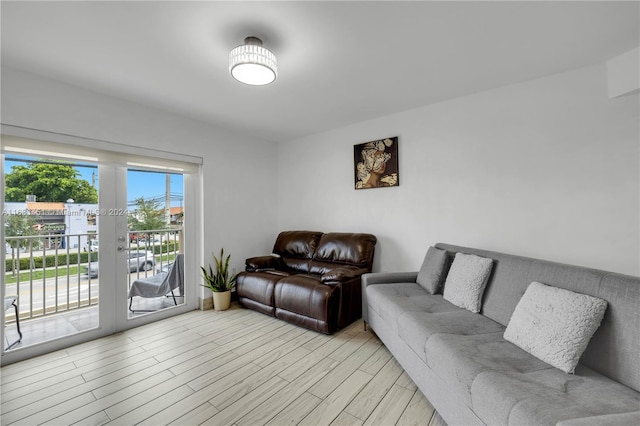 living room with light wood-type flooring