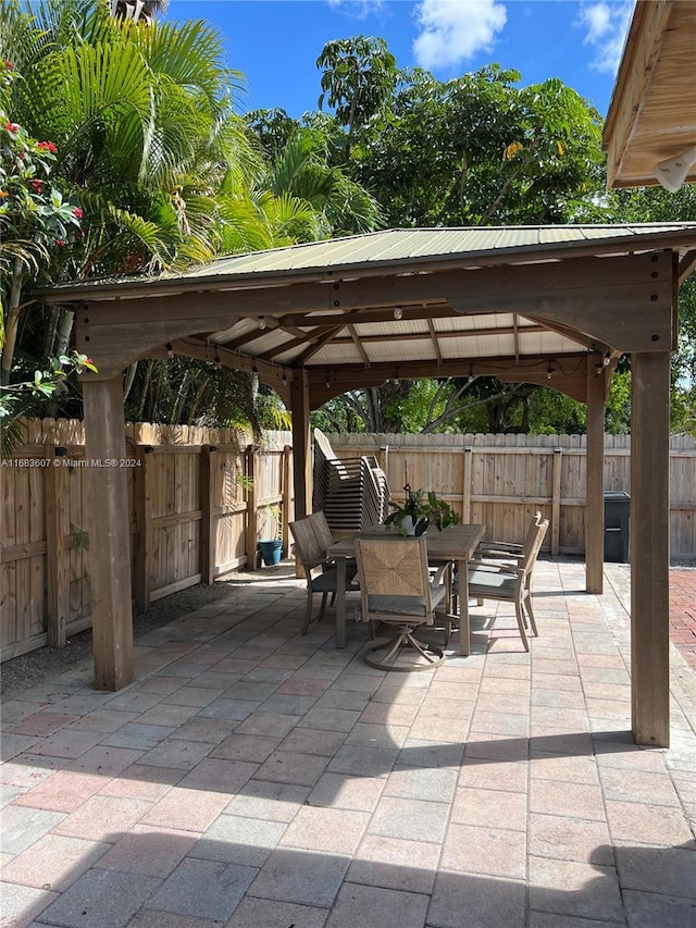 view of patio featuring a gazebo