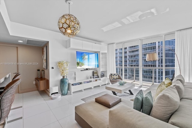 view of tiled living room