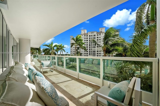 balcony featuring an outdoor living space