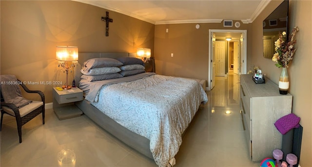 bedroom featuring ornamental molding