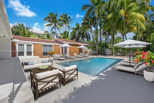 view of pool with outdoor lounge area and a patio area