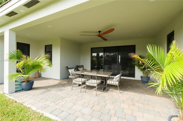 view of patio with ceiling fan