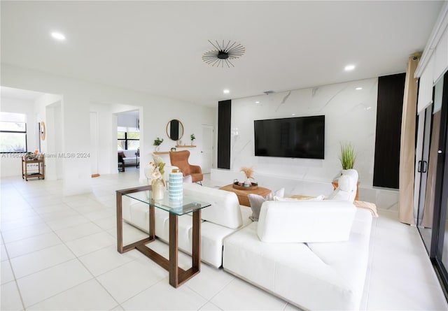 view of tiled living room